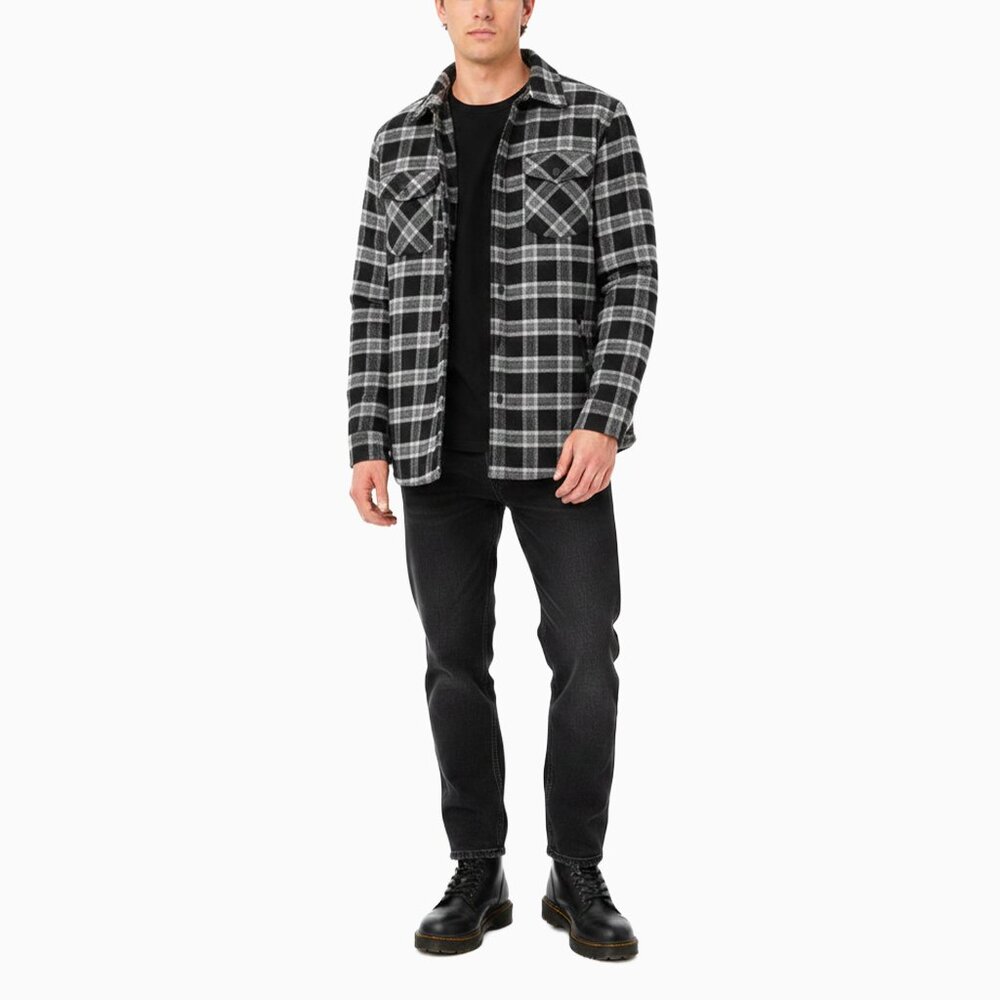 Workwear Chore Sherpa Lumberjacket Shacket Sz M Flannel Plaid Cotton 90s Grunge